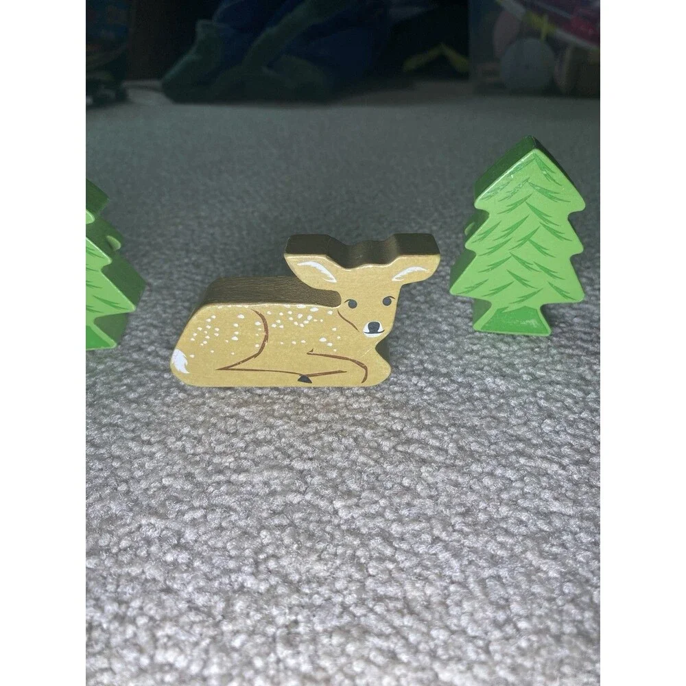 Woodland Forest Animal Wooden Lacing Toy Blocks 9pc Set Small
